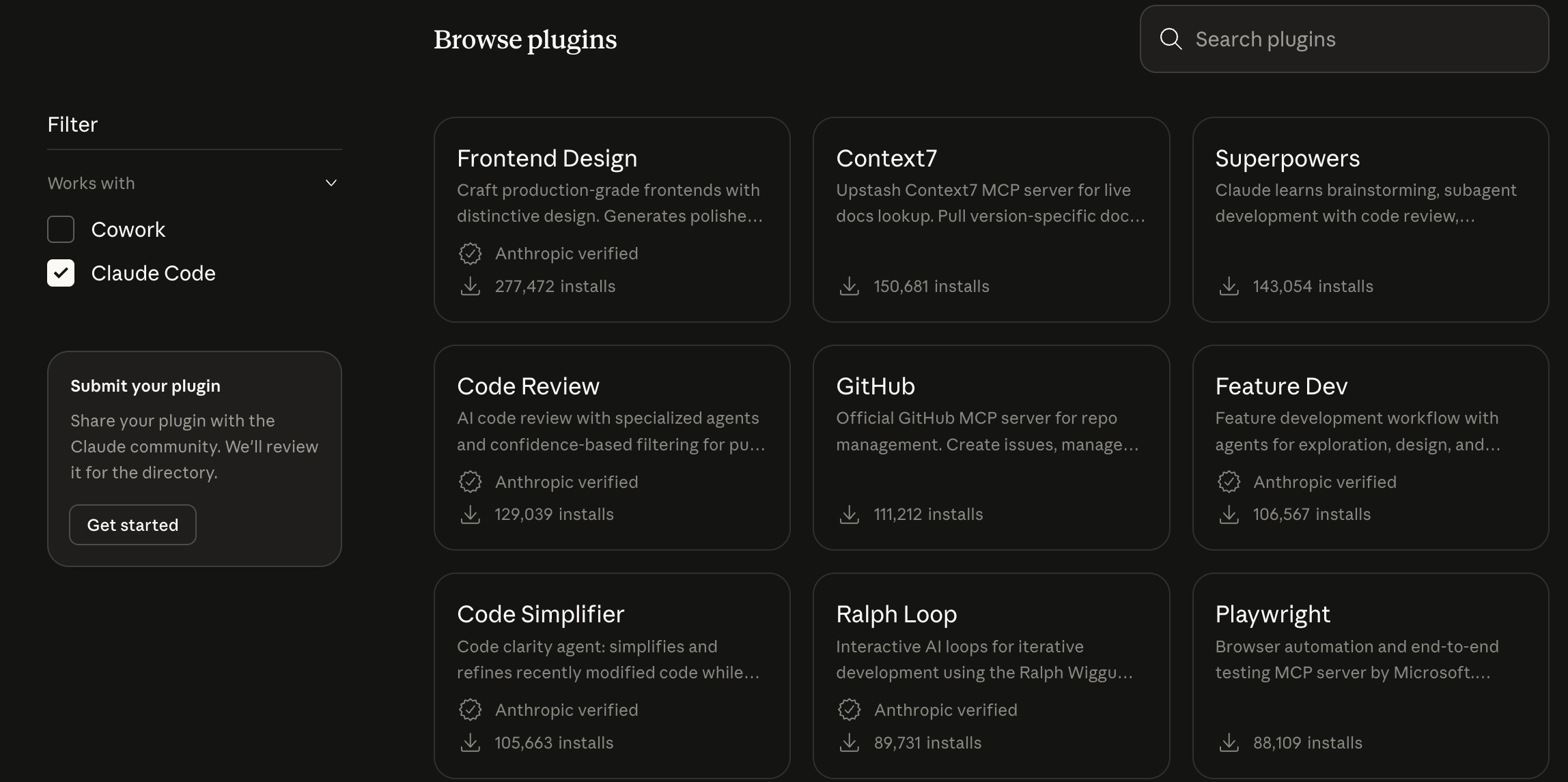 The Claude Code plugins directory